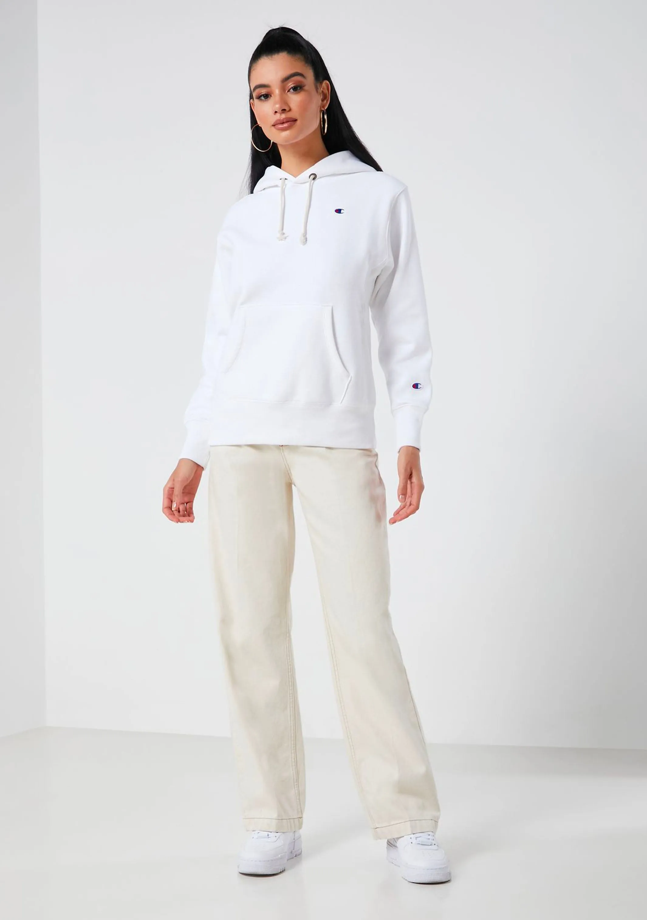 Champion Women’s Reverse Weave C Logo Regular Fit Kapuzenpullover Weiß