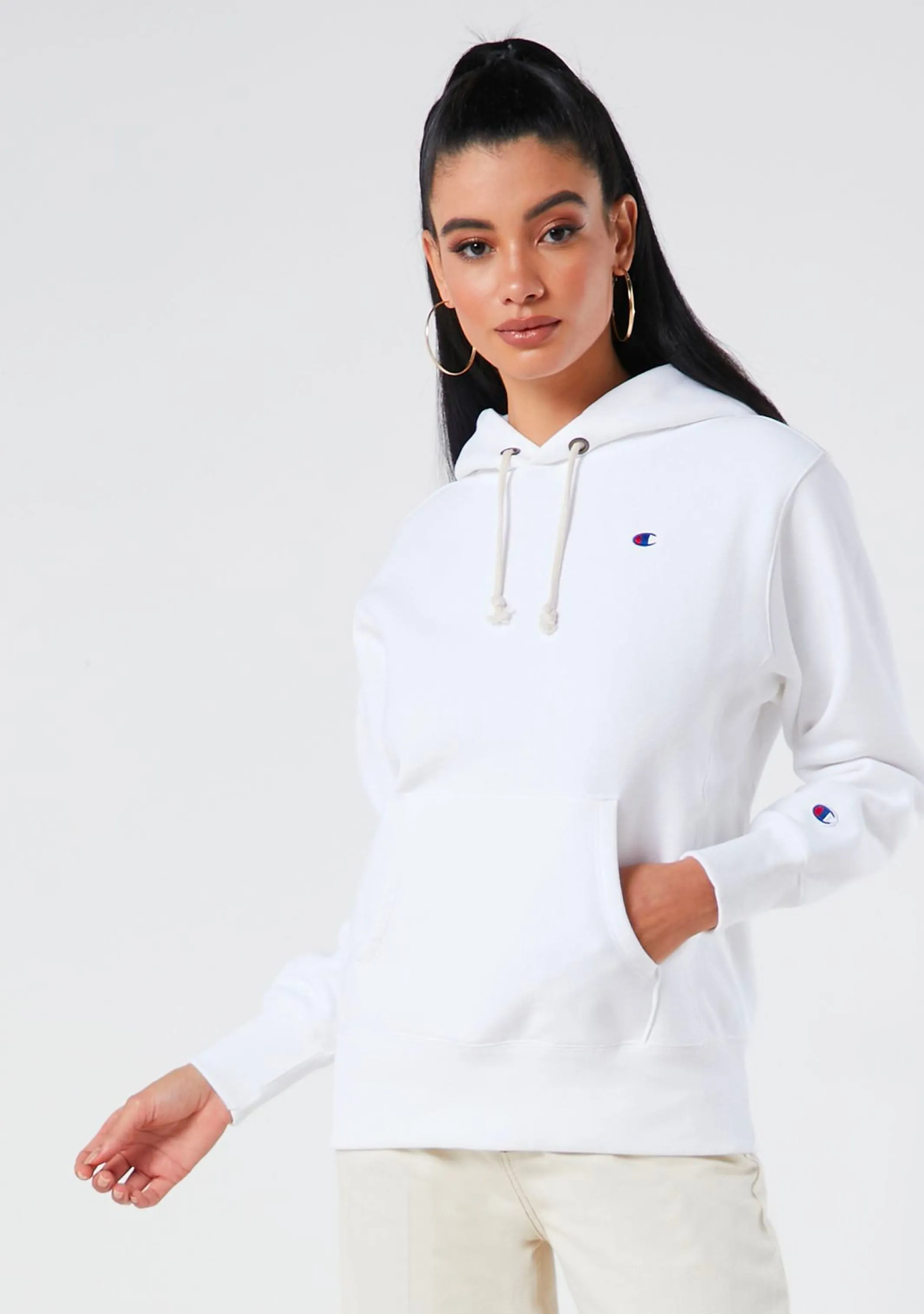 Champion Women’s Reverse Weave C Logo Regular Fit Kapuzenpullover Weiß