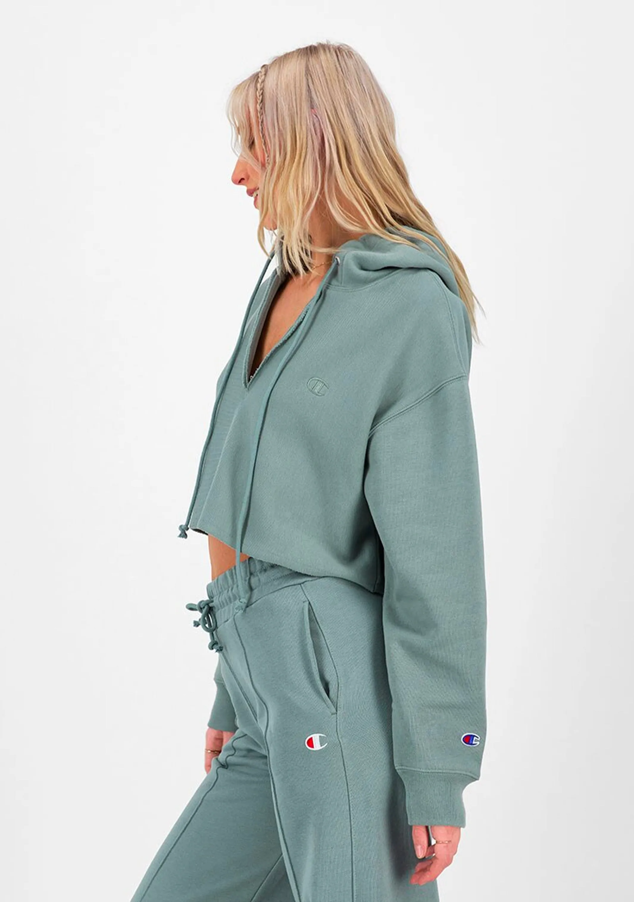 Champion Women's Reverse Weave Crop Hoodie mit gespaltenem Kragen