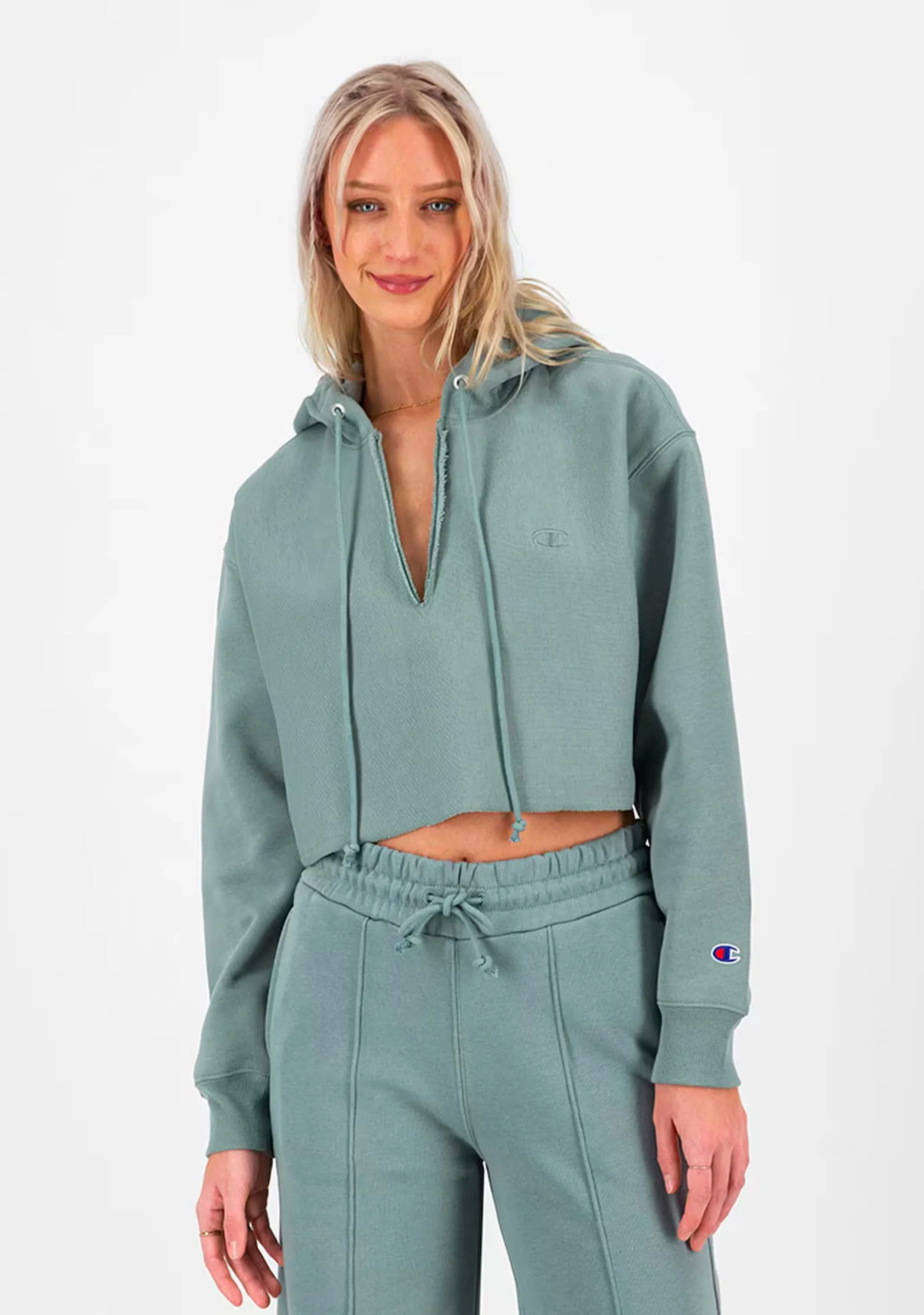 Champion Women's Reverse Weave Crop Hoodie mit gespaltenem Kragen