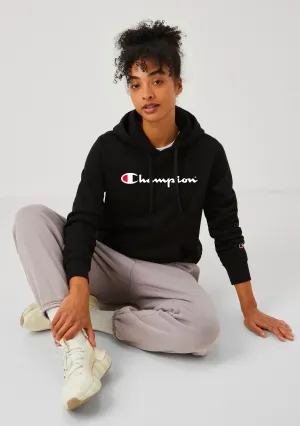 Champion Damen Script Logo Hoodie Schwarz