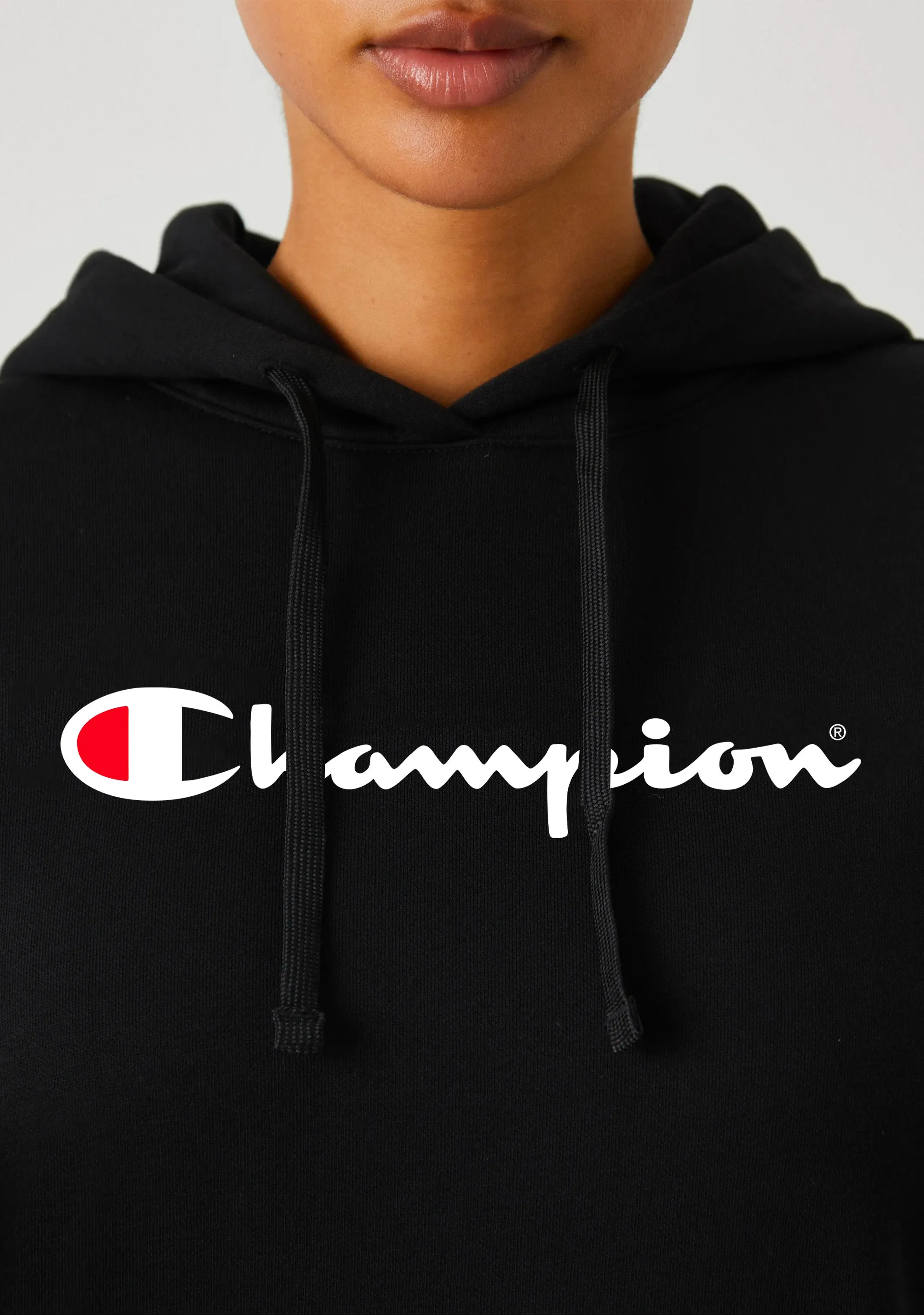 Champion Damen Script Logo Hoodie Schwarz