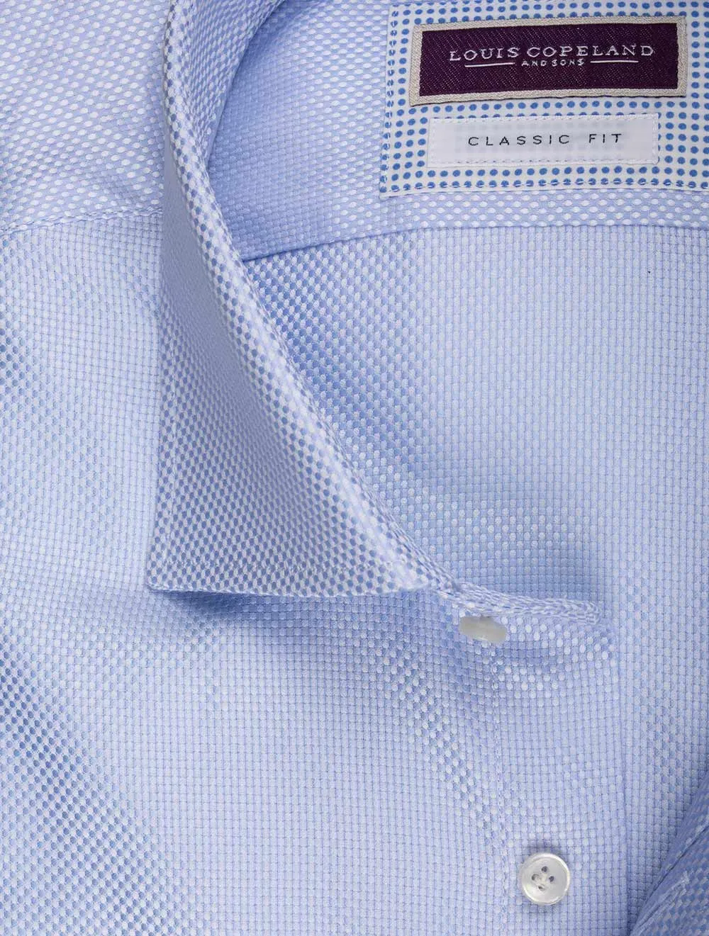 Klassisch geschnittenes Pinpoint-Hemd mit Einfachmanschette in Blau