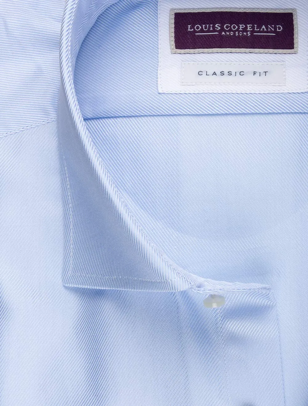 Klassische Passform Köperstoff Einfache Manschette Blau