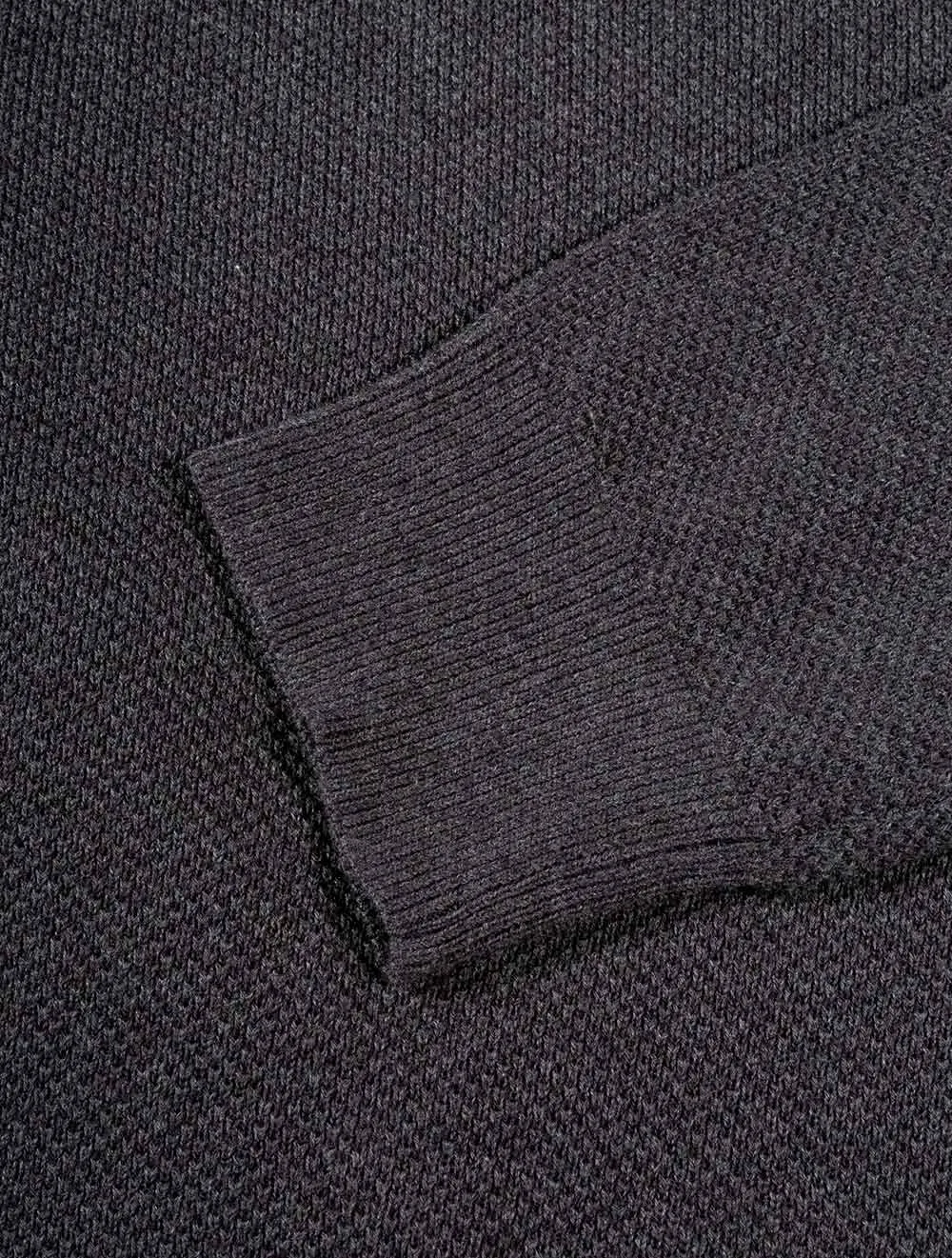 Baumwoll-Piqué Pullover mit Rundhalsausschnitt in Anthrazit Melange