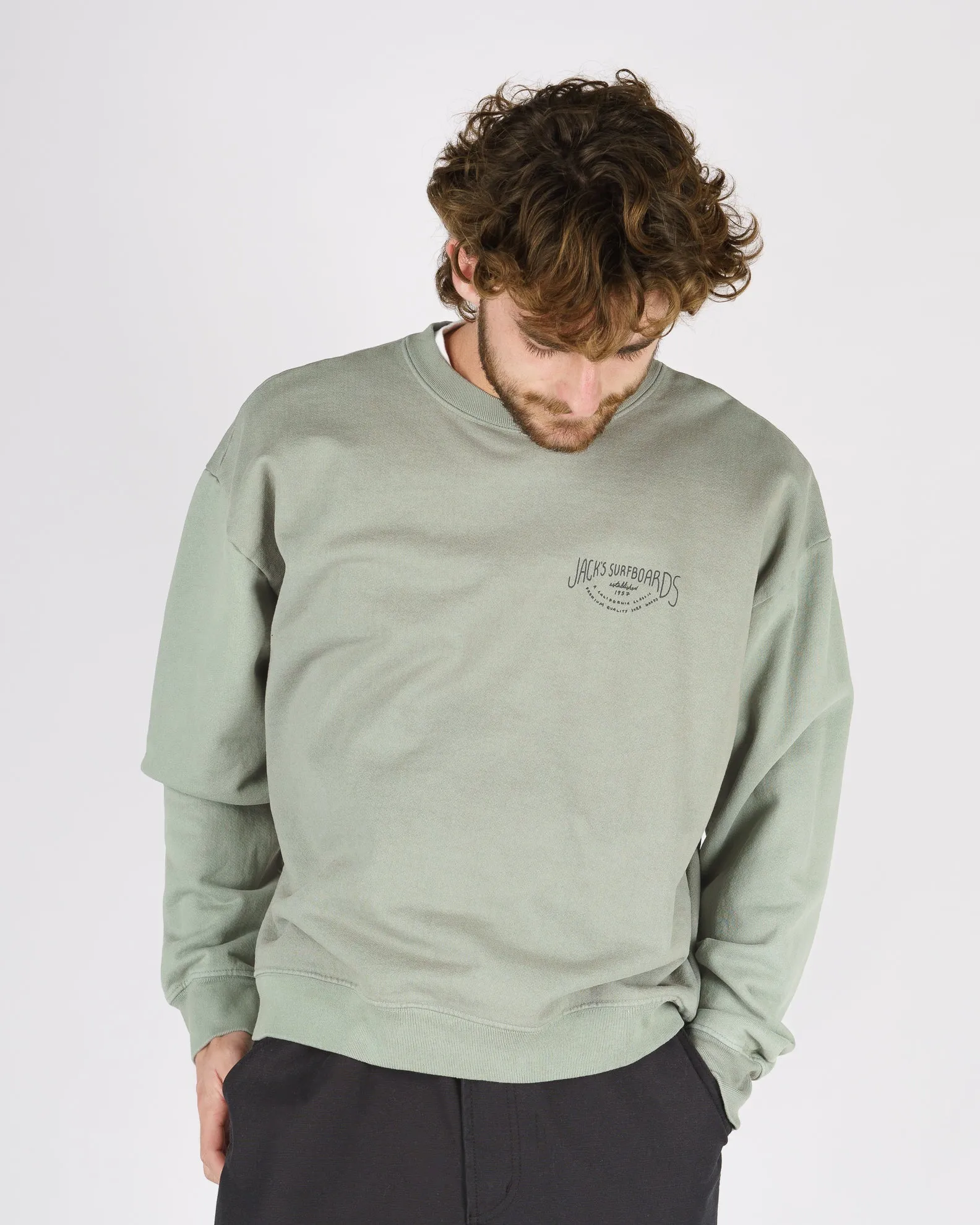 Crescent Heavyweight Crewneck - Salbei