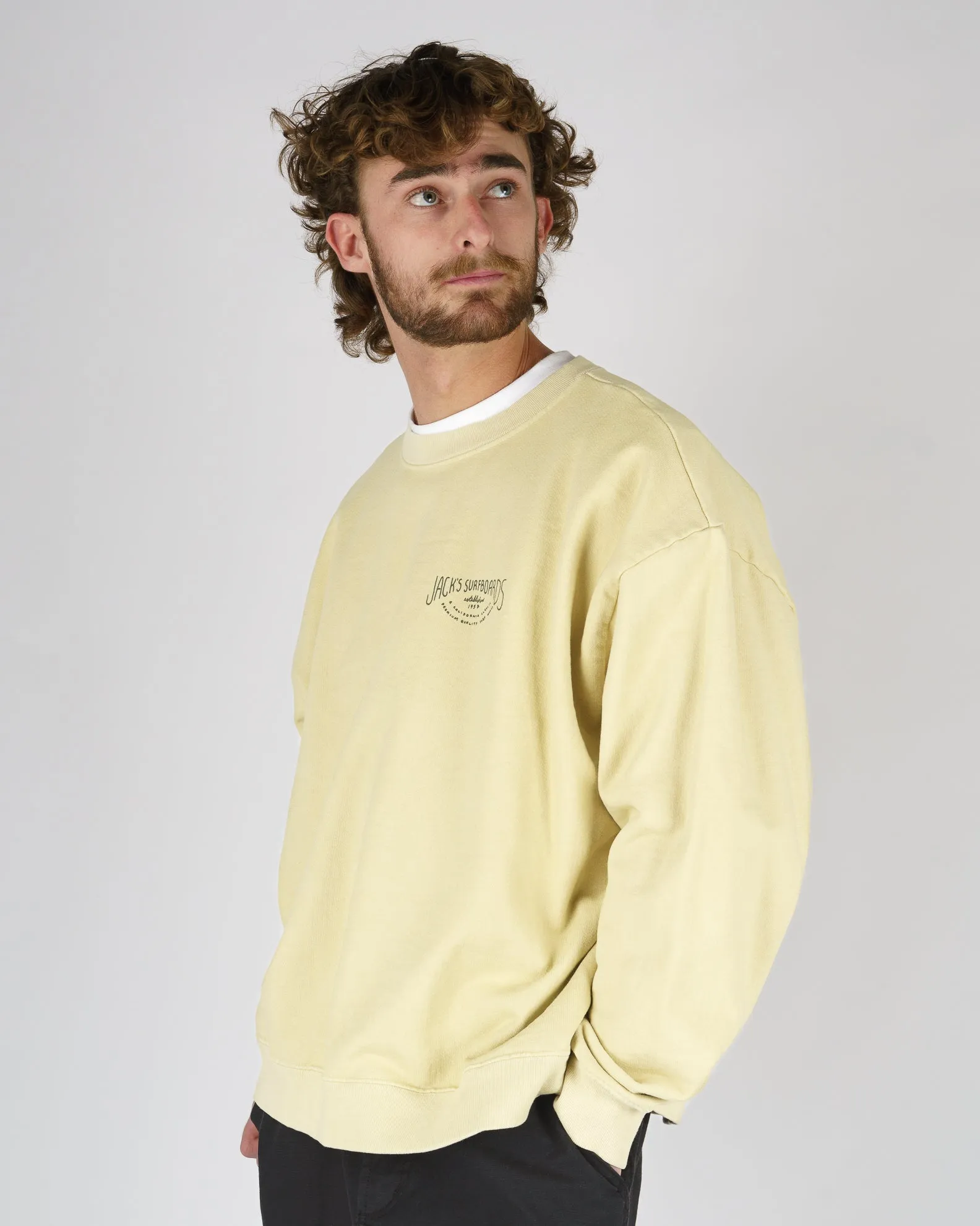 Crescent Schweres Rundhals-Shirt - Gelb