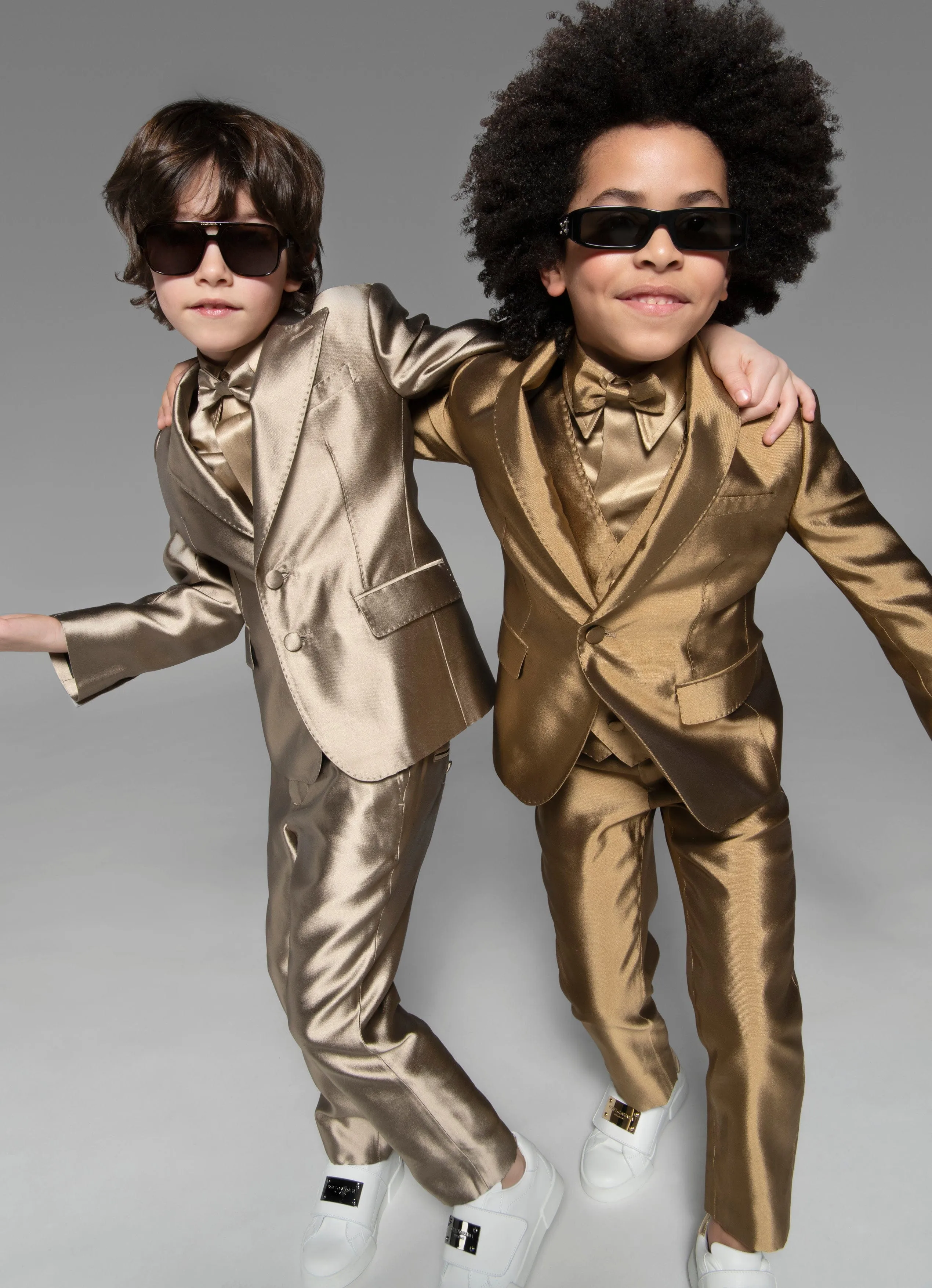 Dolce & Gabbana Jungen Seidenblazer in Gold