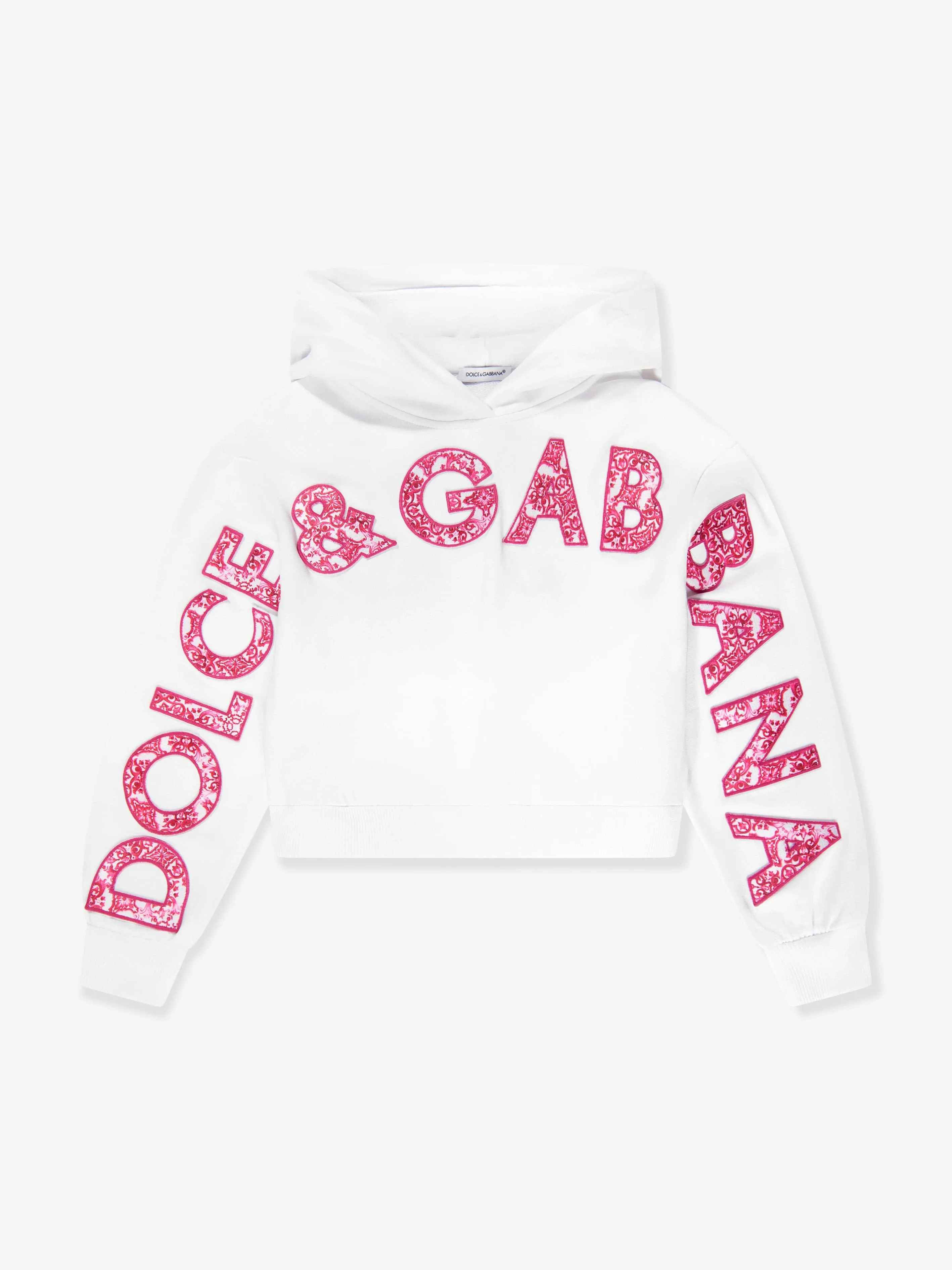 Dolce & Gabbana Mädchen Logo Hoodie in Weiß