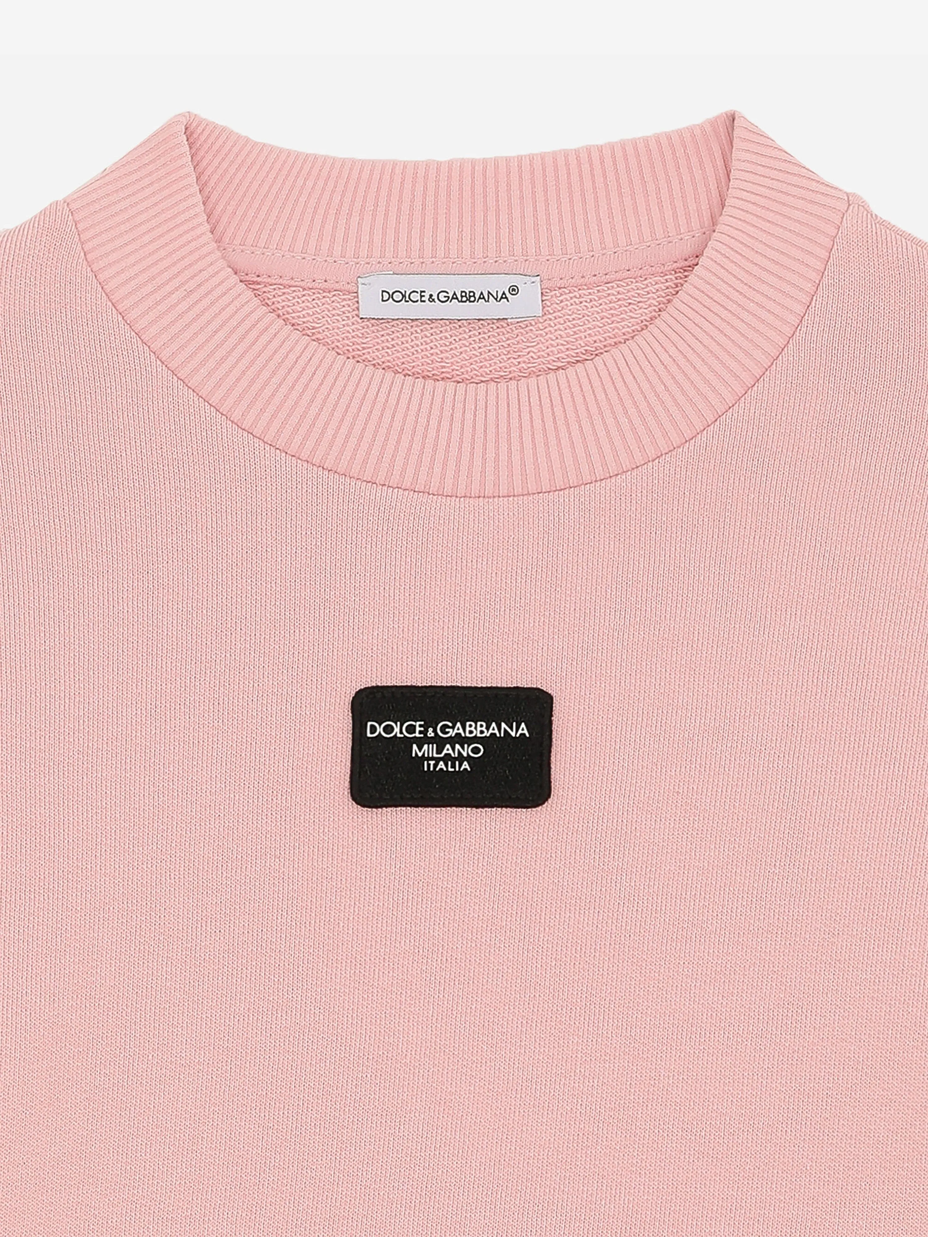 Dolce & Gabbana Mädchen Logo Aufnäher Sweatshirt in Rosa