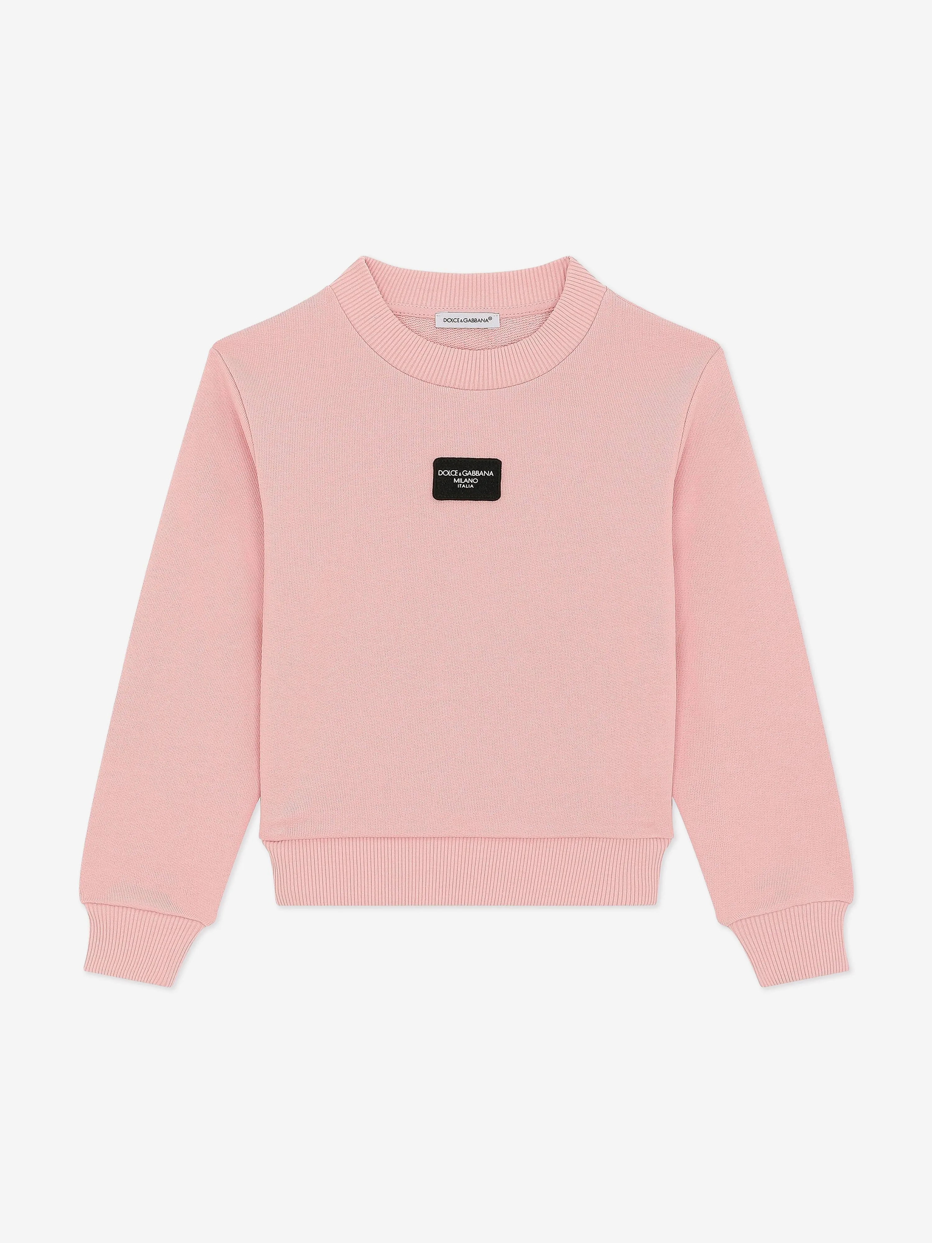 Dolce & Gabbana Mädchen Logo Aufnäher Sweatshirt in Rosa