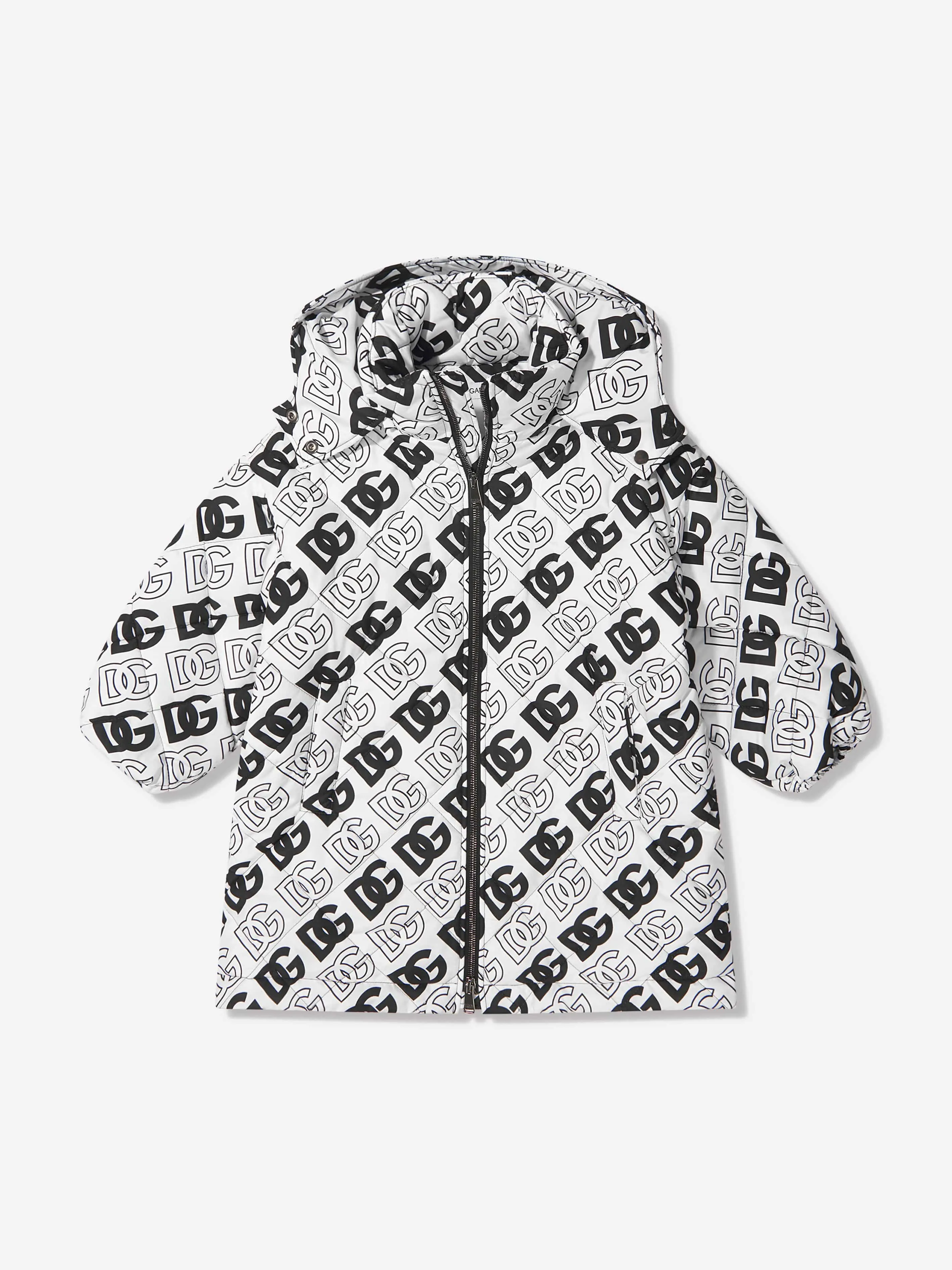 Dolce & Gabbana Kids Kapuzenjacke mit All-Over-Logo-Print