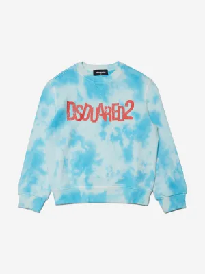 Dsquared2 Kids Tie-Dye Logo Sweatshirt in Blau