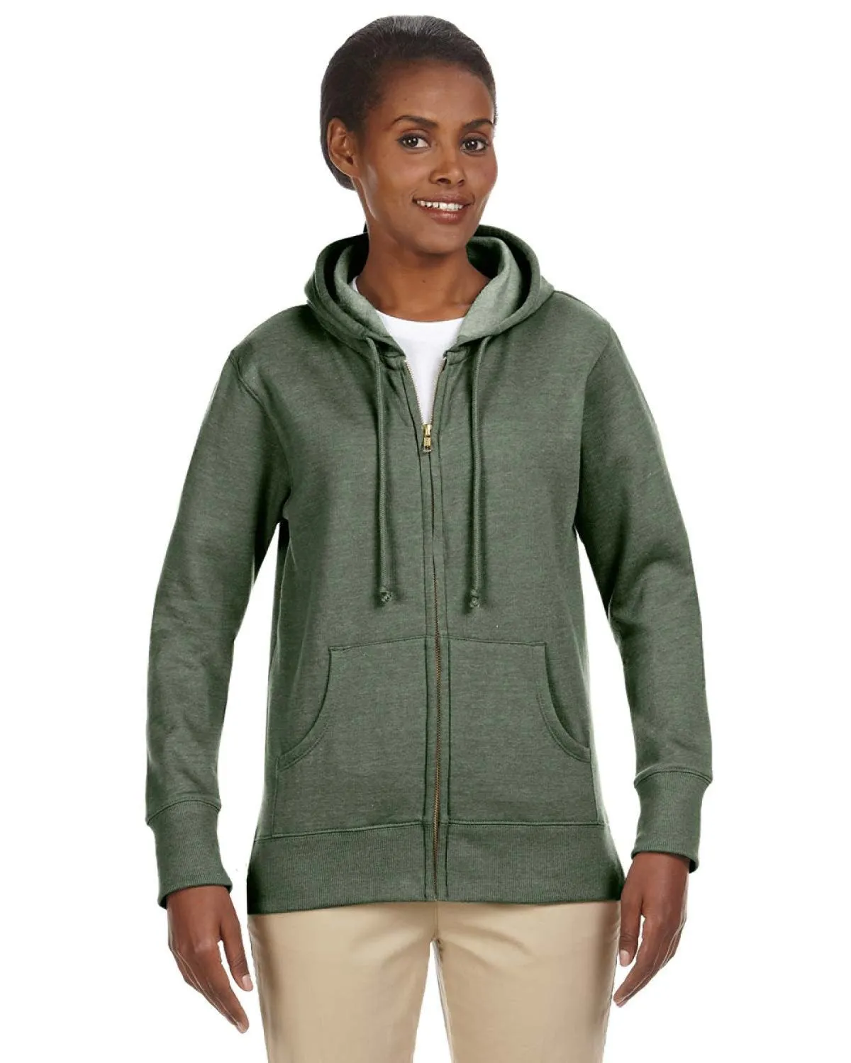 econscious EC4580 Damen Bio-/Recycelter Melierter Fleece Kapuzenpullover mit Reißverschluss