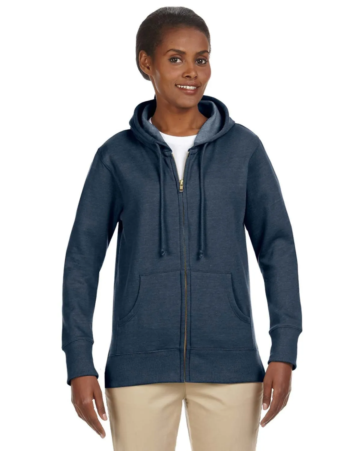 econscious EC4580 Damen Bio-/Recycelter Melierter Fleece Kapuzenpullover mit Reißverschluss