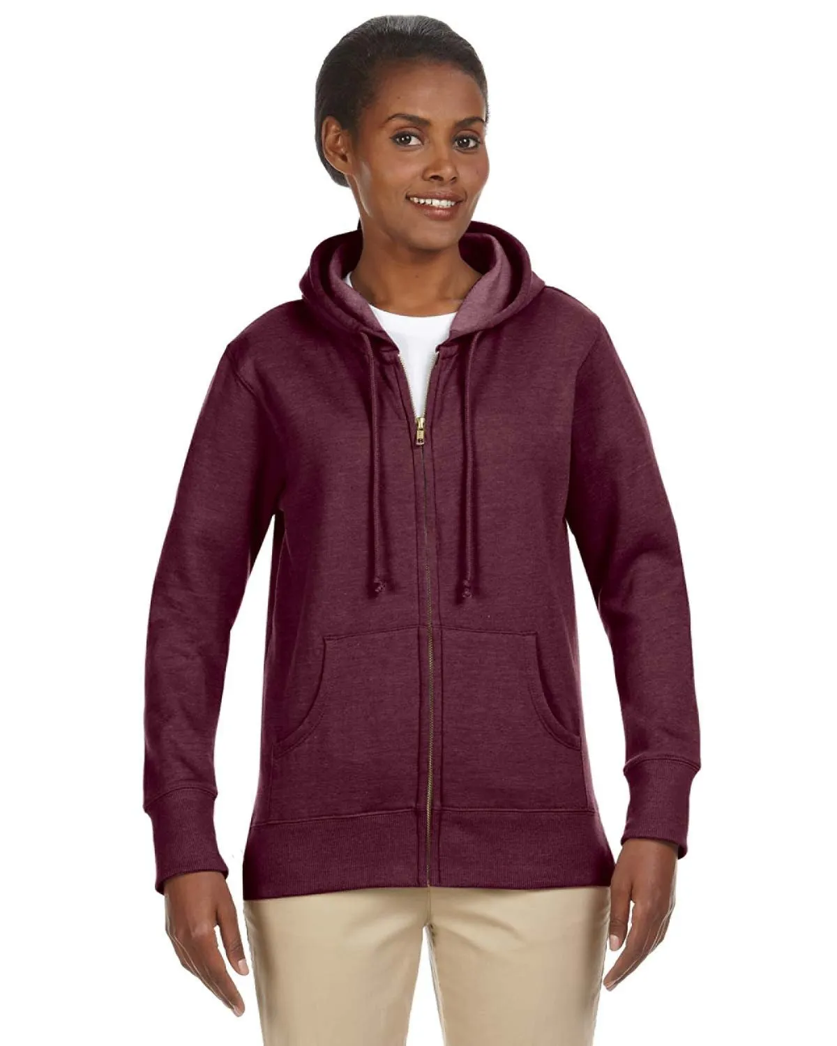 econscious EC4580 Damen Bio-/Recycelter Melierter Fleece Kapuzenpullover mit Reißverschluss