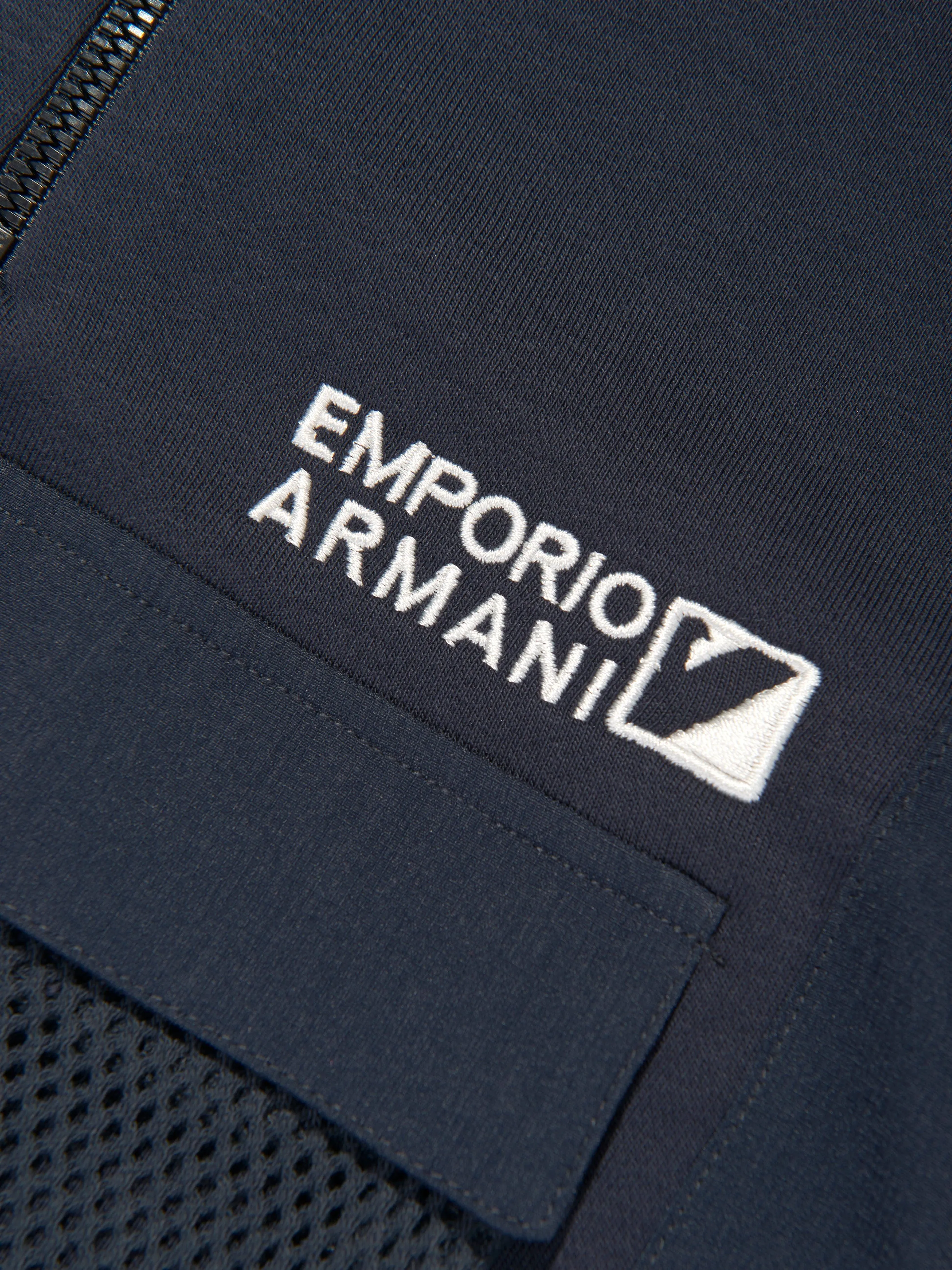 Emporio Armani Jungen Pullover mit halbem Reißverschluss in Marineblau