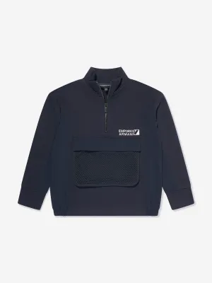 Emporio Armani Jungen Pullover mit halbem Reißverschluss in Marineblau