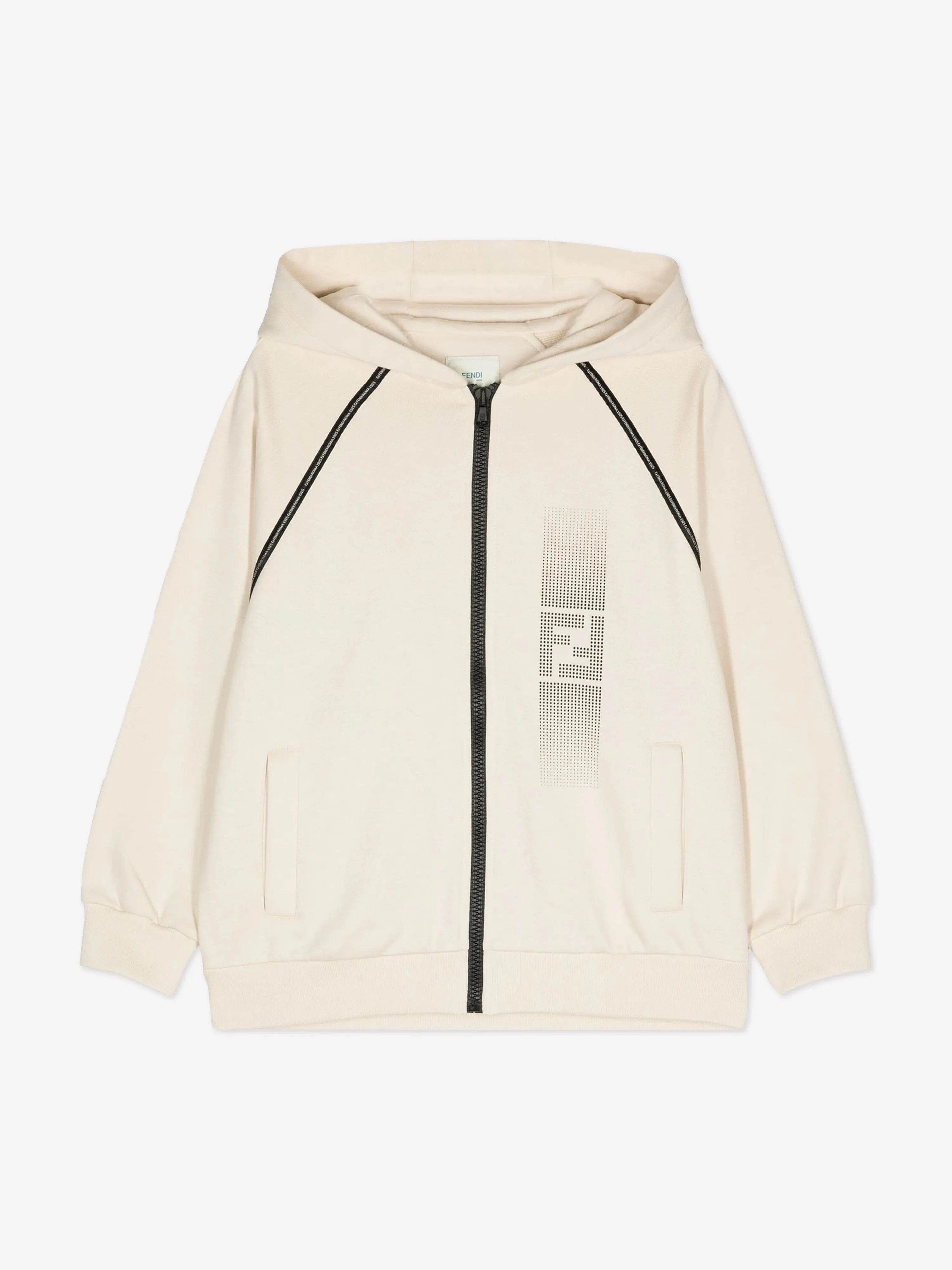Fendi Boys Logo Reißverschluss-Pullover in Beige
