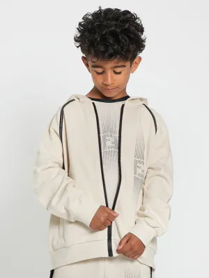 Fendi Boys Logo Reißverschluss-Pullover in Beige