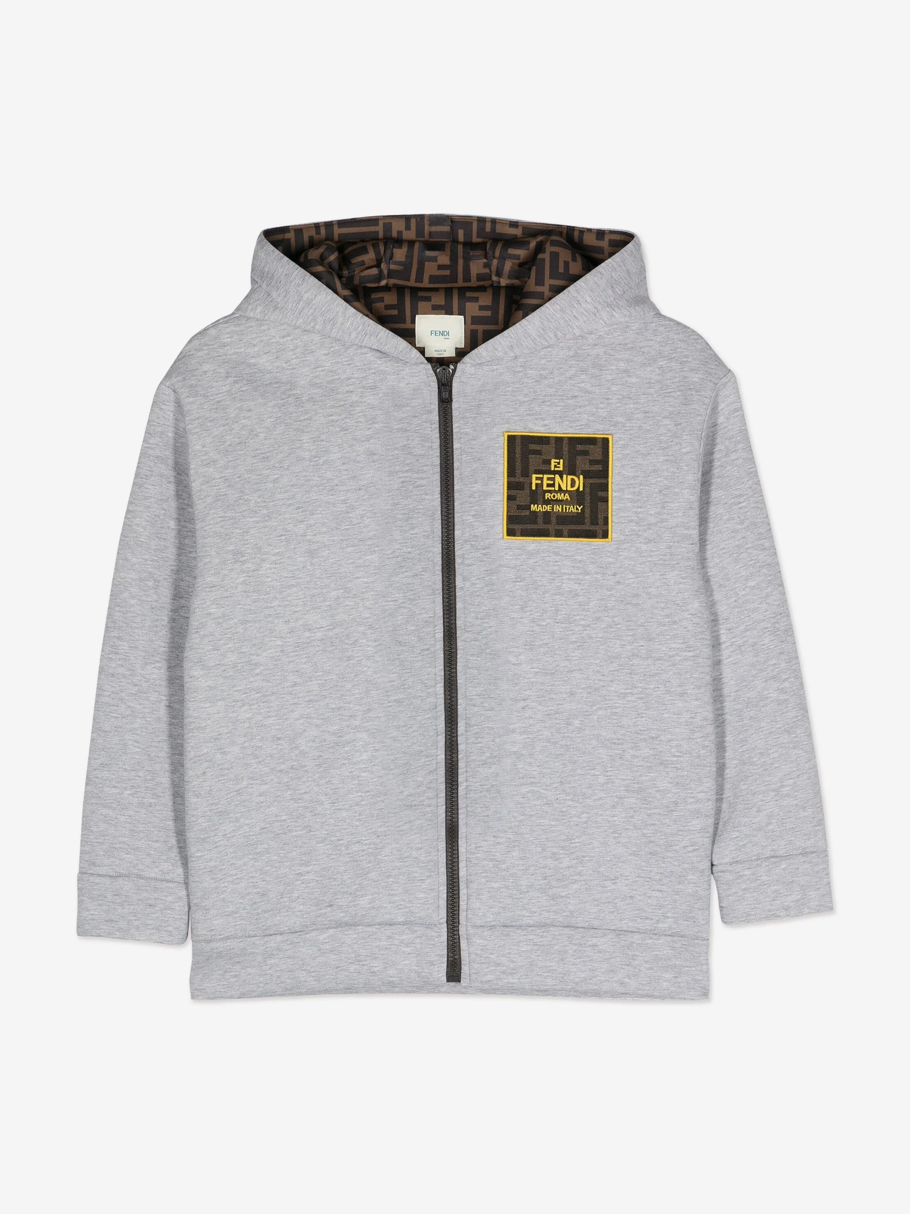 Fendi Kids FF Logo Reißverschluss-Pullover in Grau
