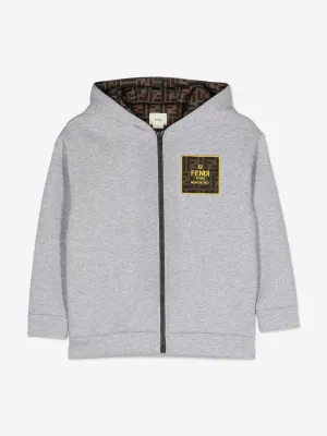 Fendi Kids FF Logo Reißverschluss-Pullover in Grau