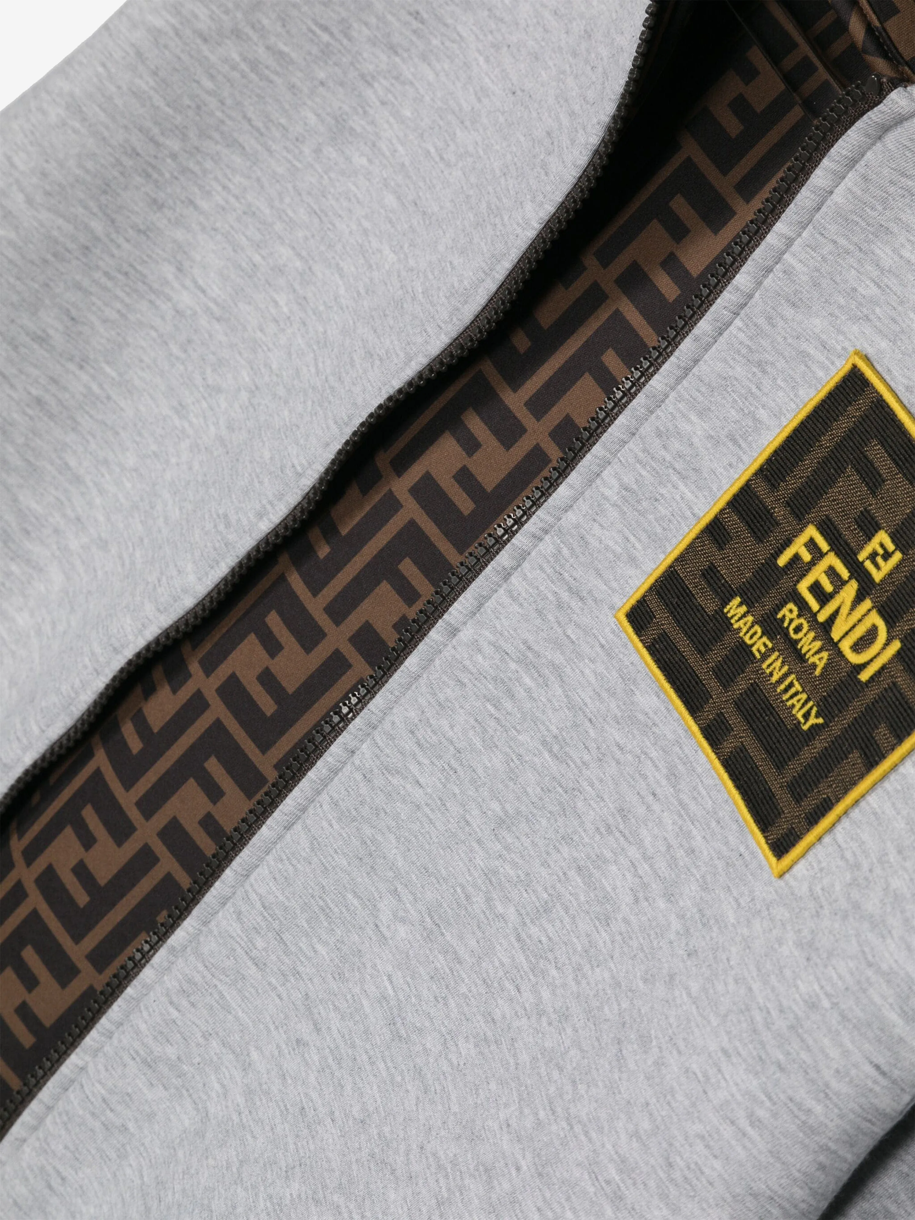 Fendi Kids FF Logo Reißverschluss-Pullover in Grau