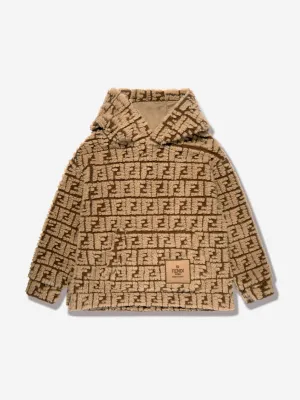 Fendi Kids FF Teddy-Wollkapuze in Beige