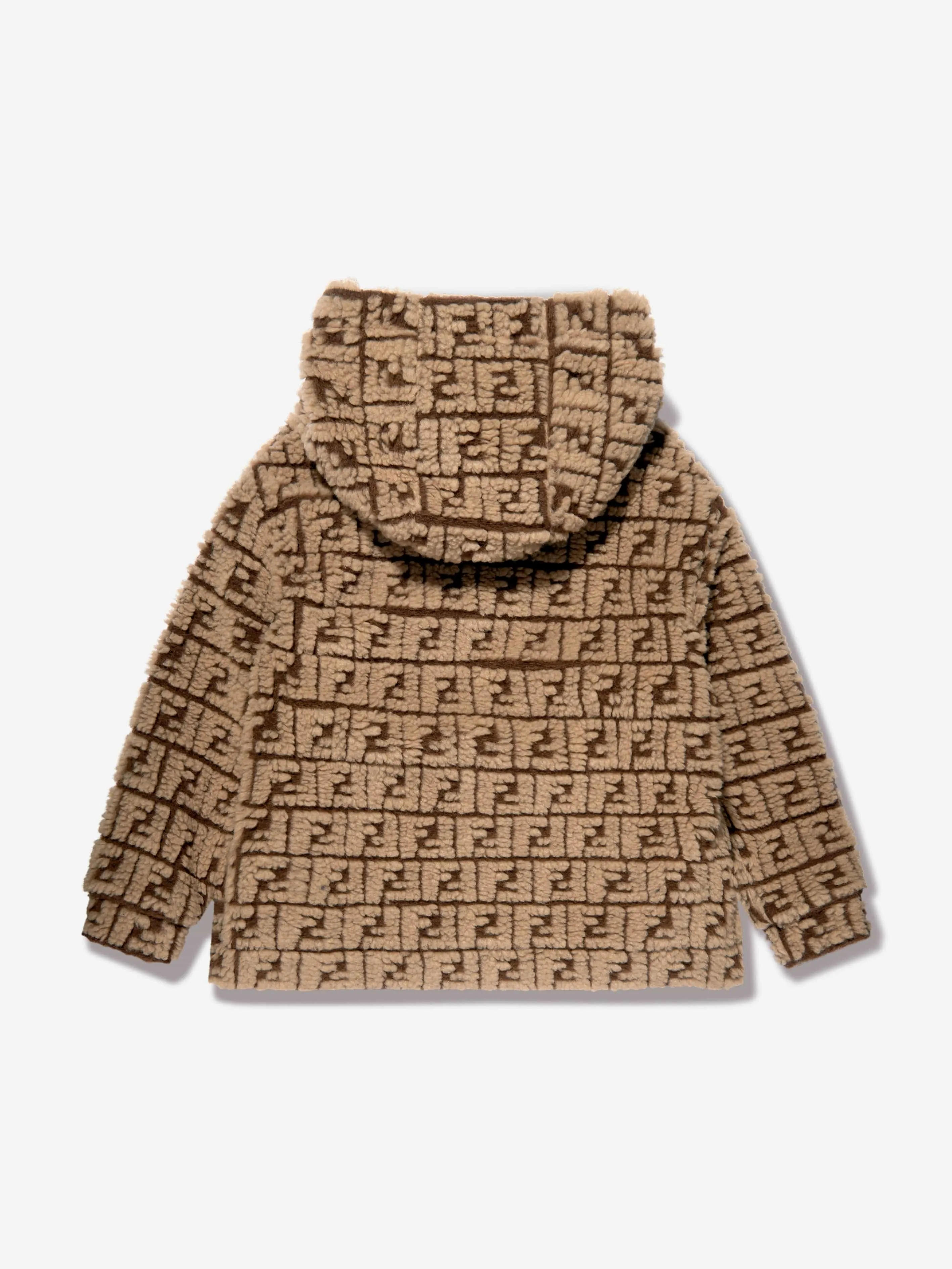 Fendi Kids FF Teddy-Wollkapuze in Beige