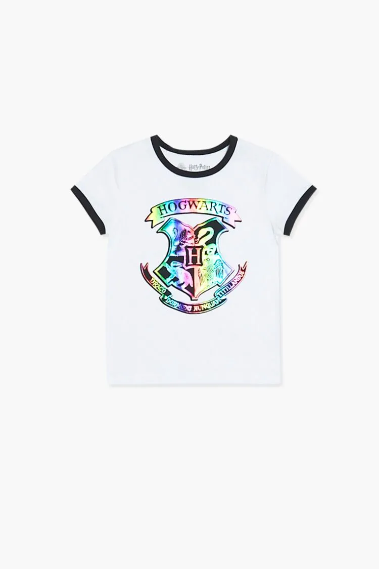 Forever 21 Mädchen Hogwarts Ringel-T-Shirt (Kinder) Weiß/Mehrfarbig Forever 21