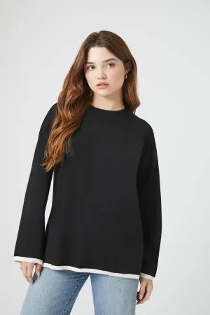 Forever 21 Strickpullover für Damen mit Kontrastbesatz und Belüftung Schwarz/Weiß Forever 21