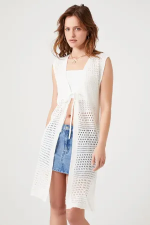 Forever 21 Strick-Pointelle-Langweste für Damen in Cremefarben Forever 21
