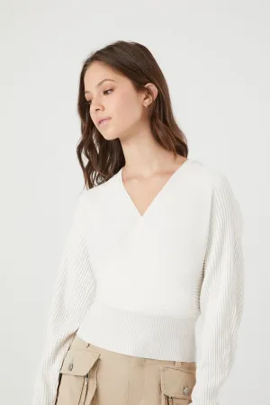 Forever 21 Strick Damen Schlupf Surplice Pullover Elfenbein Forever 21