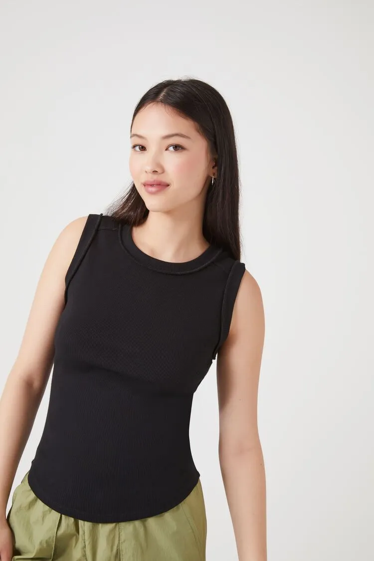Forever 21 Damen Tanktop mit asymmetrischem Saum Schwarz Forever 21