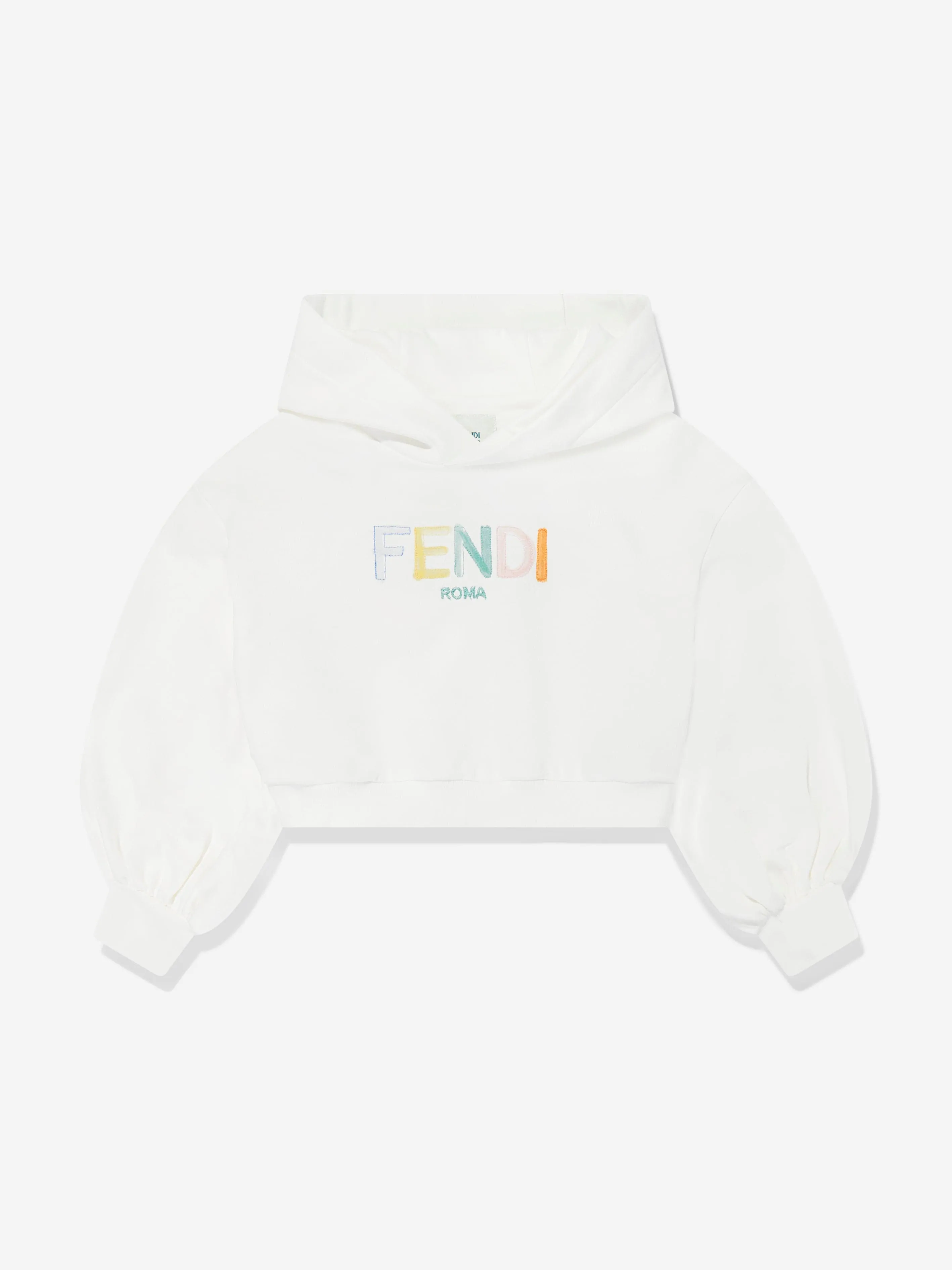 Mädchen Cropped Hoodie in Weiß