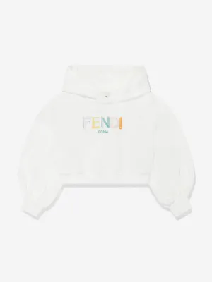 Mädchen Cropped Hoodie in Weiß