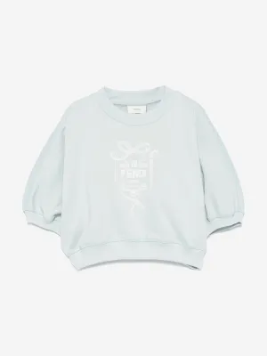 Mädchen Cropped Logo Sweatshirt in Blau