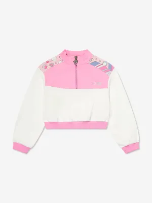 Mädchen Halbzip-Interlock-Sweatshirt in Lila