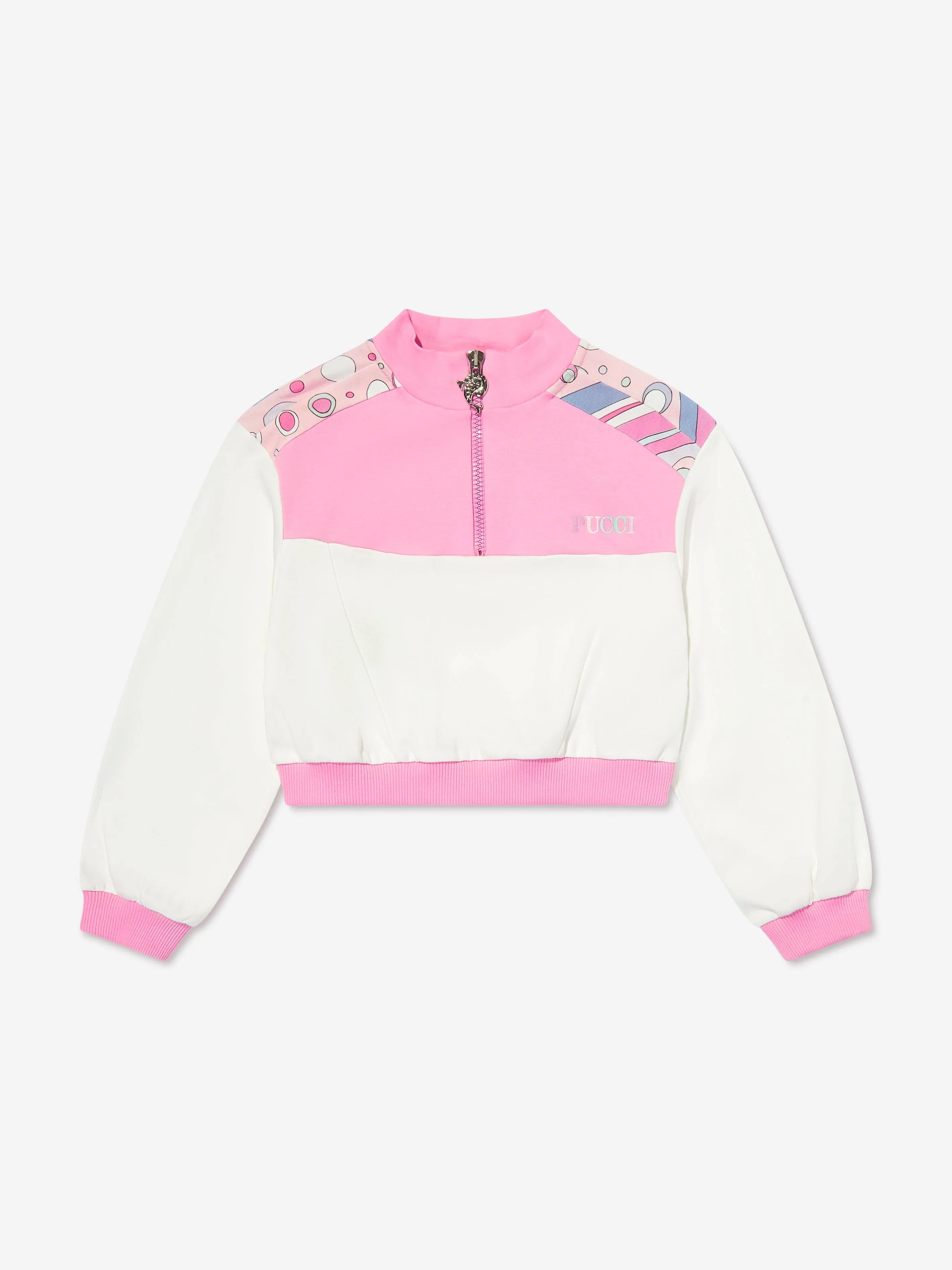 Mädchen Halbzip-Interlock-Sweatshirt in Lila