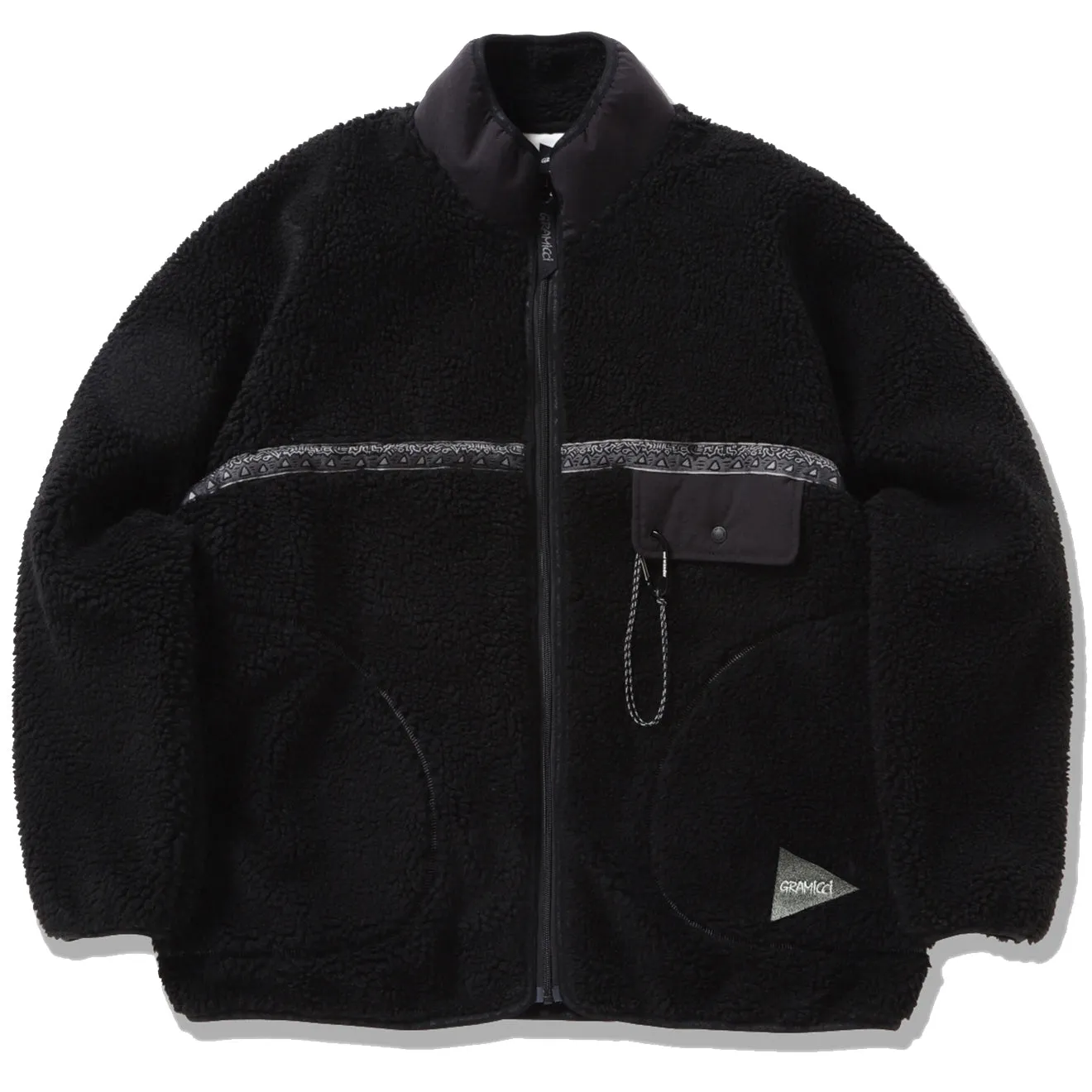 Gramicci x And Wander JQ Tape Fleece Jacket Schwarz