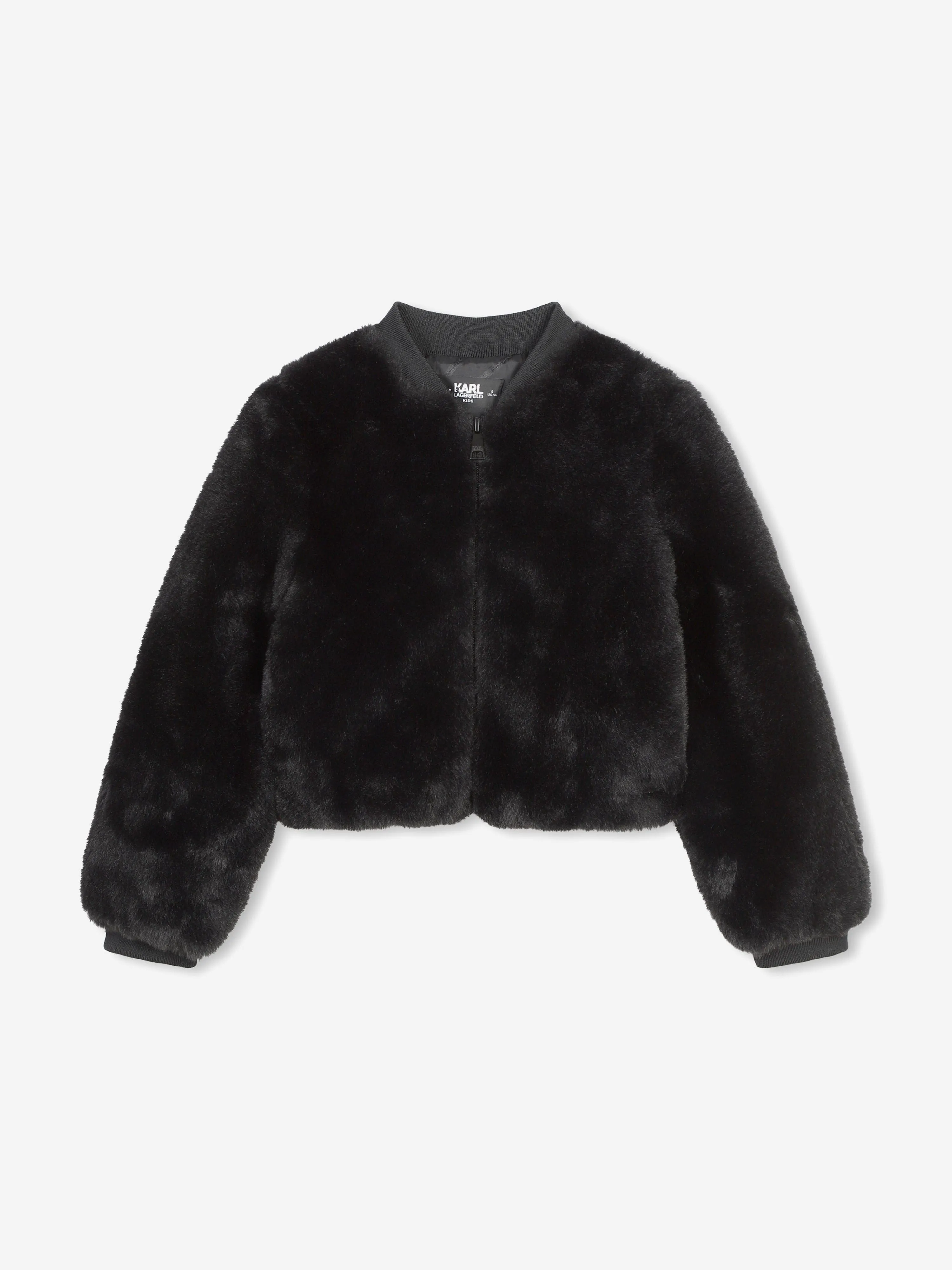 Karl Lagerfeld Mädchen Kunstpelz Jacke in Schwarz