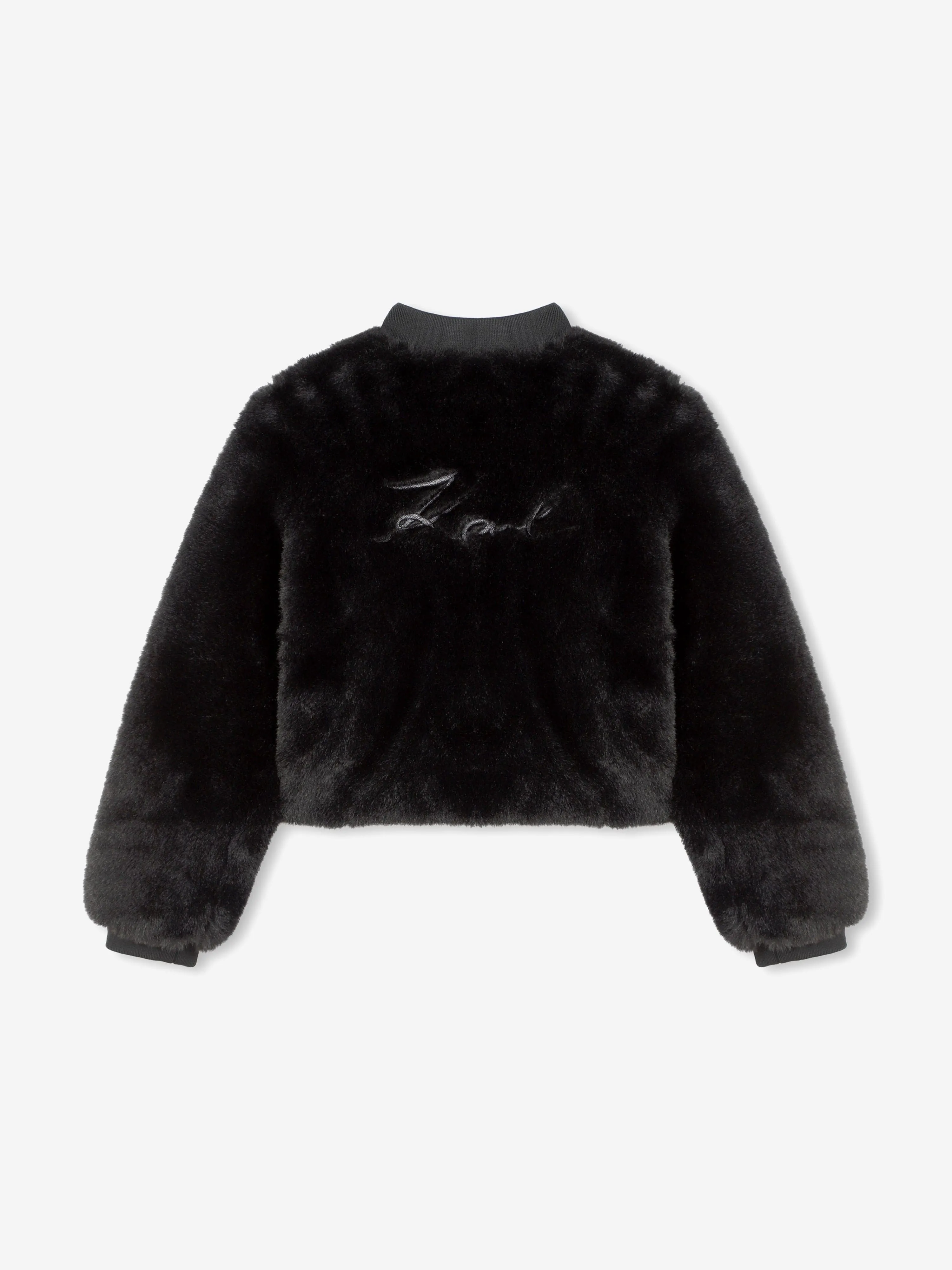 Karl Lagerfeld Mädchen Kunstpelz Jacke in Schwarz