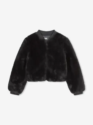Karl Lagerfeld Mädchen Kunstpelz Jacke in Schwarz