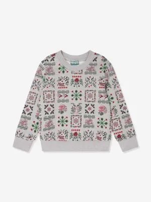 KENZO Boys Saisonales Print-Sweatshirt in Grau