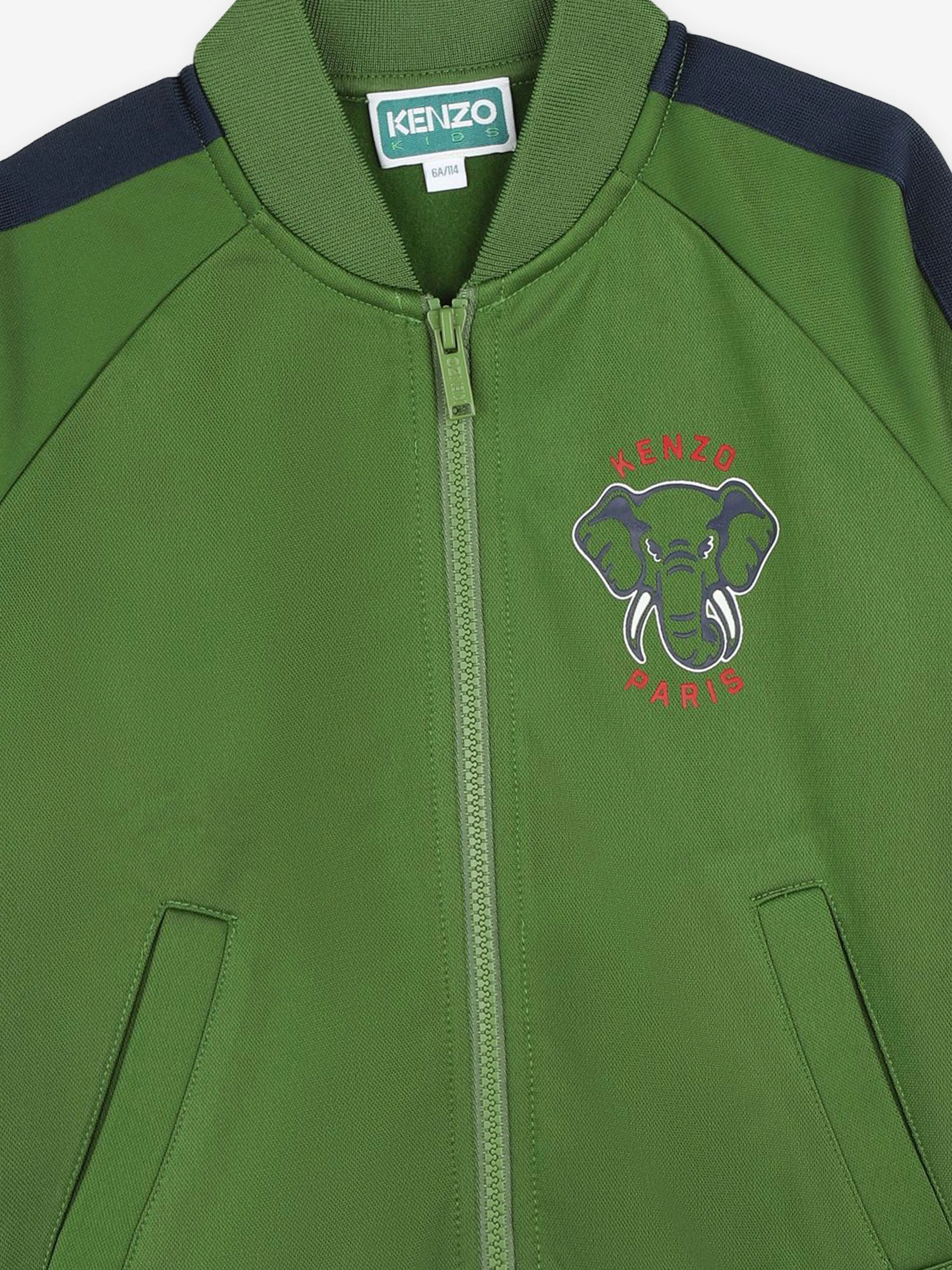KENZO Kids Elefanten-Spurenjacke in Grün