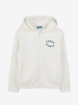 Kinder Logo Reißverschluss-Pullover in Elfenbein