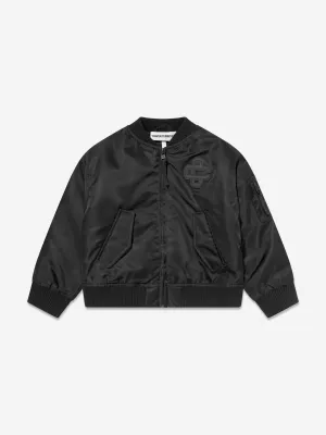 Kinder Nylon 4 Emblem Bomberjacke in Schwarz