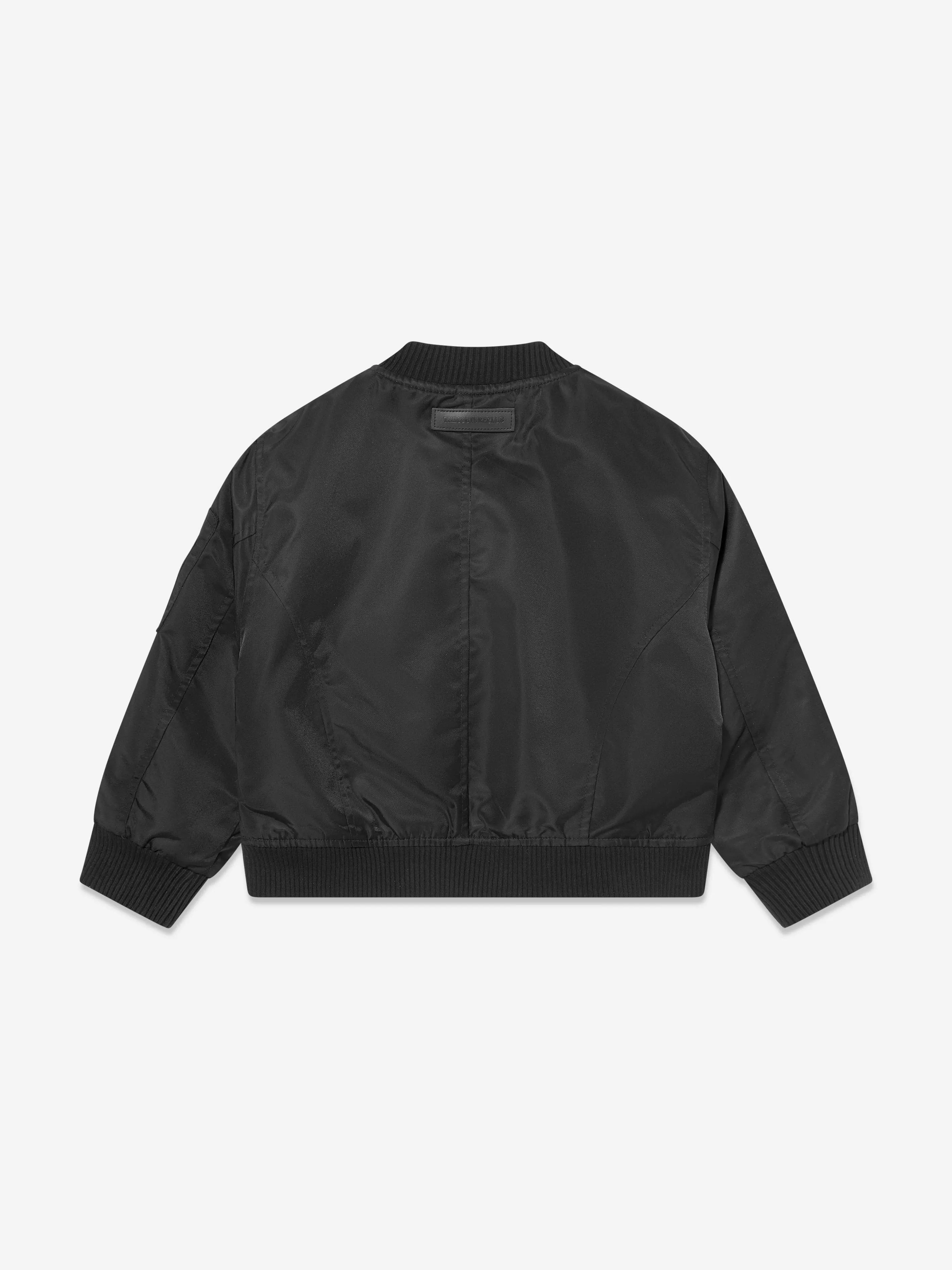 Kinder Nylon 4 Emblem Bomberjacke in Schwarz