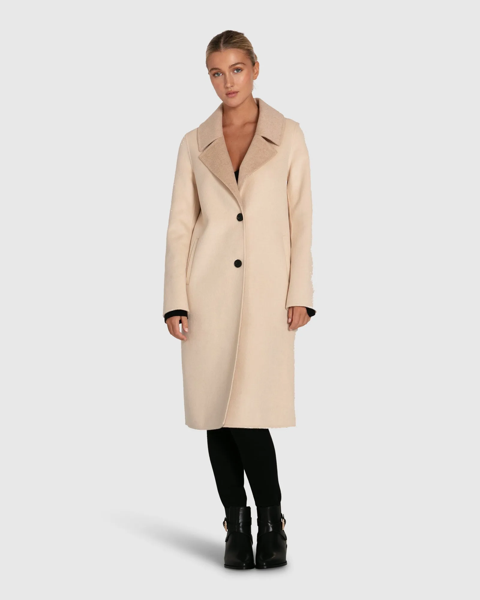 Lexington Zweifarbiger Wollmischmantel - Beige