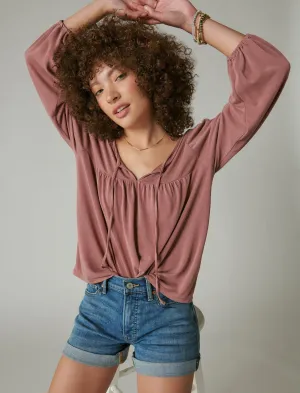 Lucky Brand Sandwash gebundene Vorderseite Top Rosabraun Lucky Brand